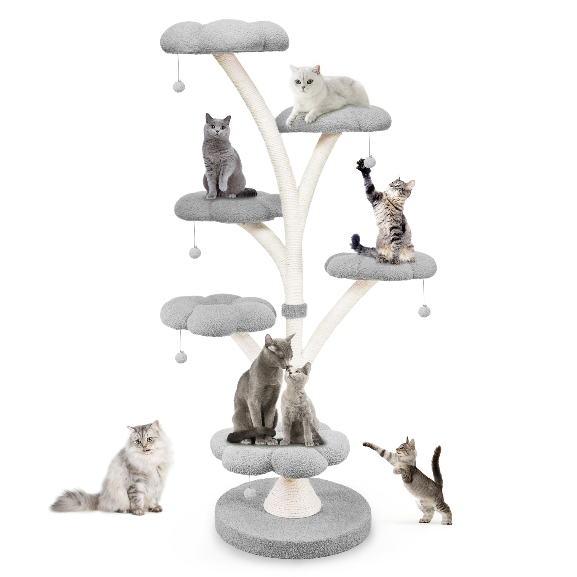 71"h   6-tier flower-shaped cat tree