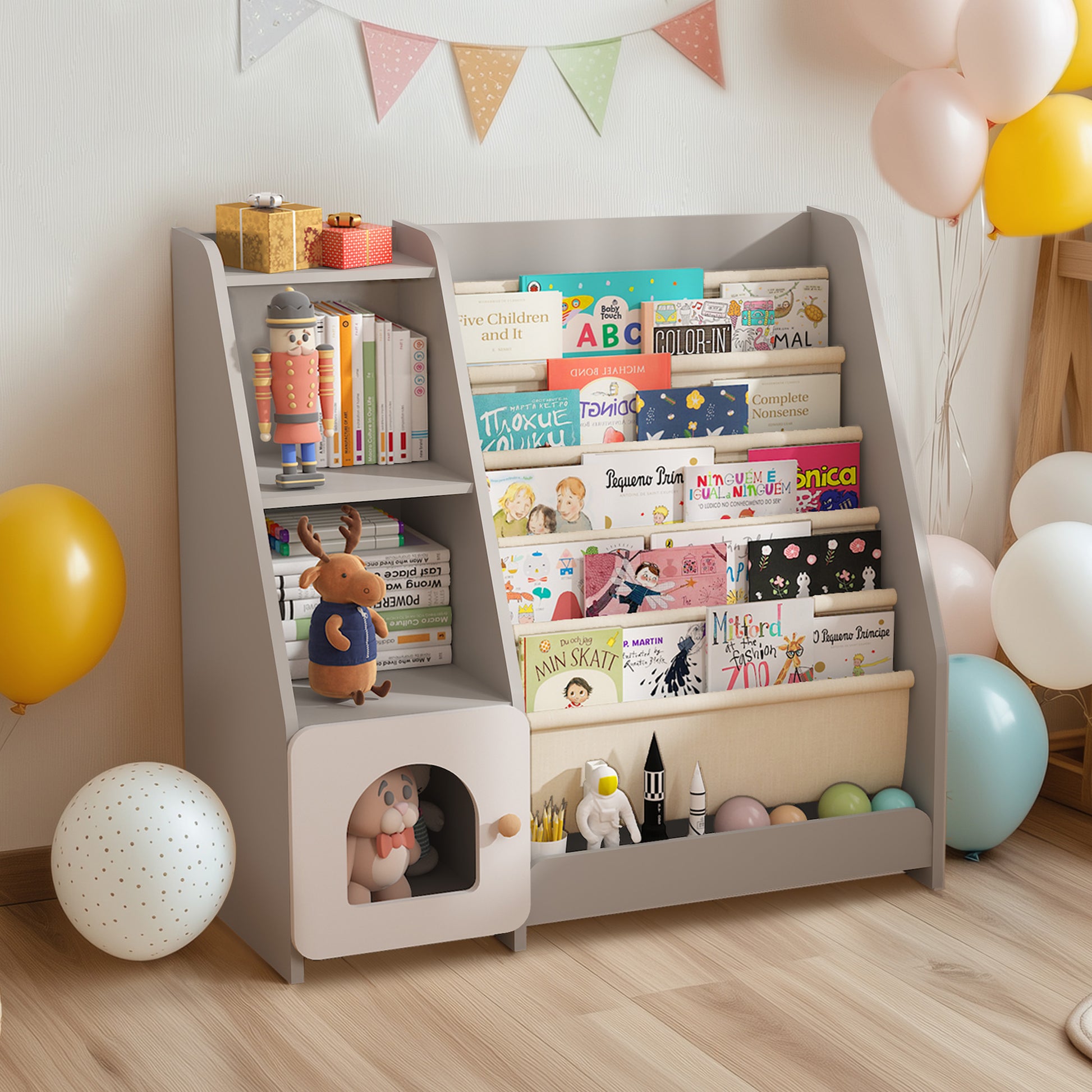4 Tier Children's Bookshelf with Doors