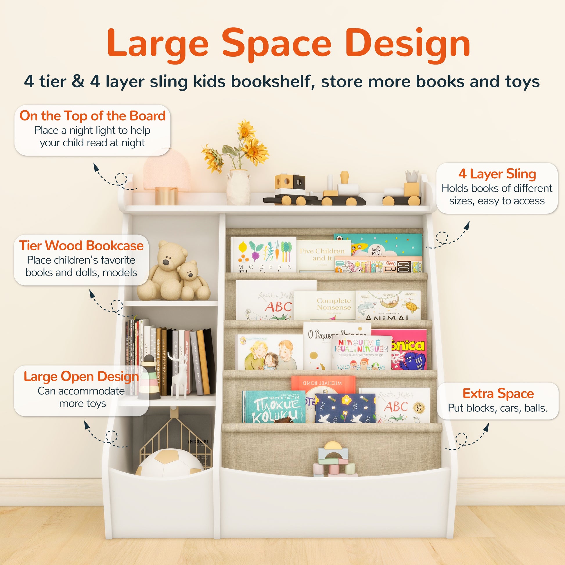4 Tier Deer-Head Children's Bookshelf