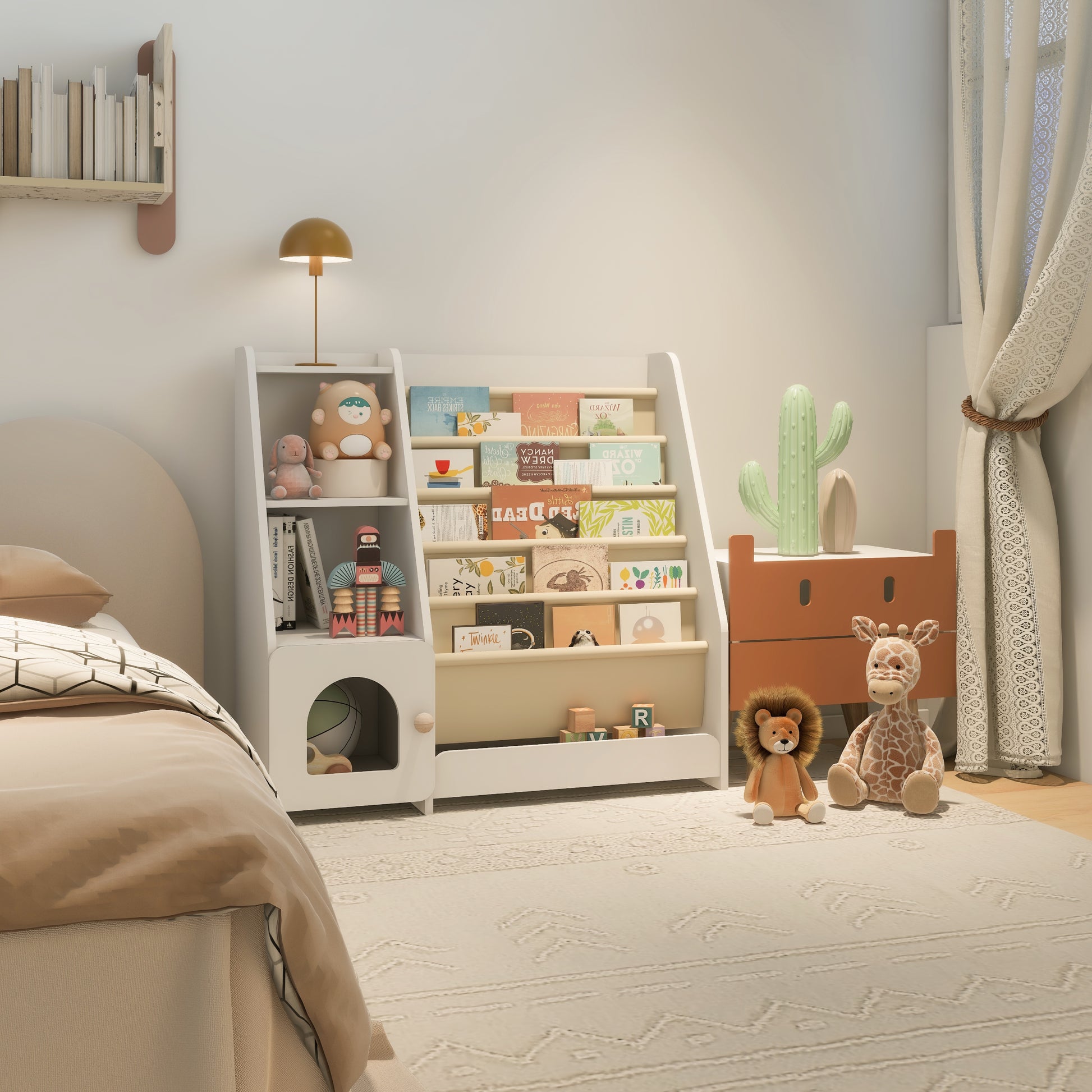 4 Tier Children's Bookshelf with Doors