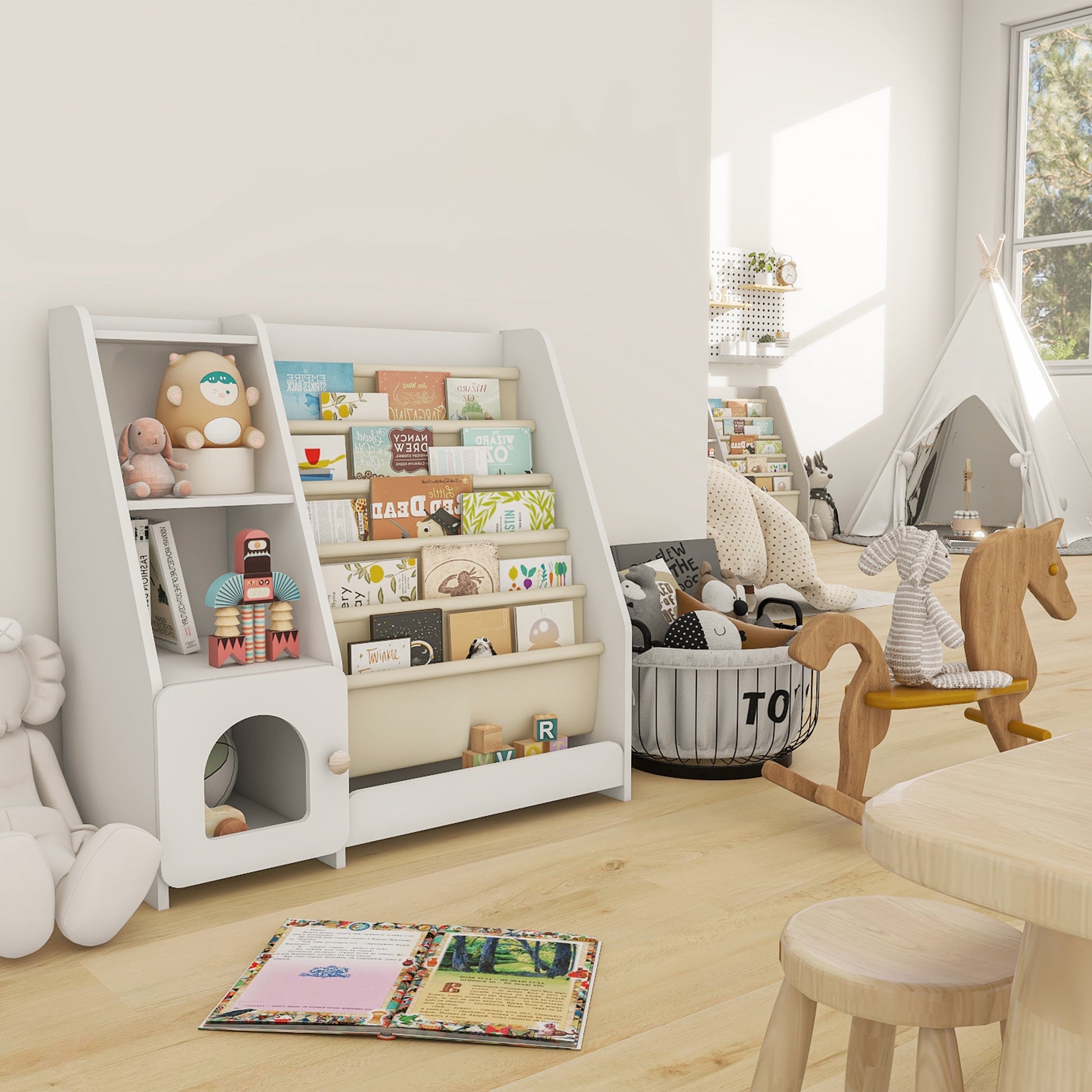 4 Tier Children's Bookshelf with Doors