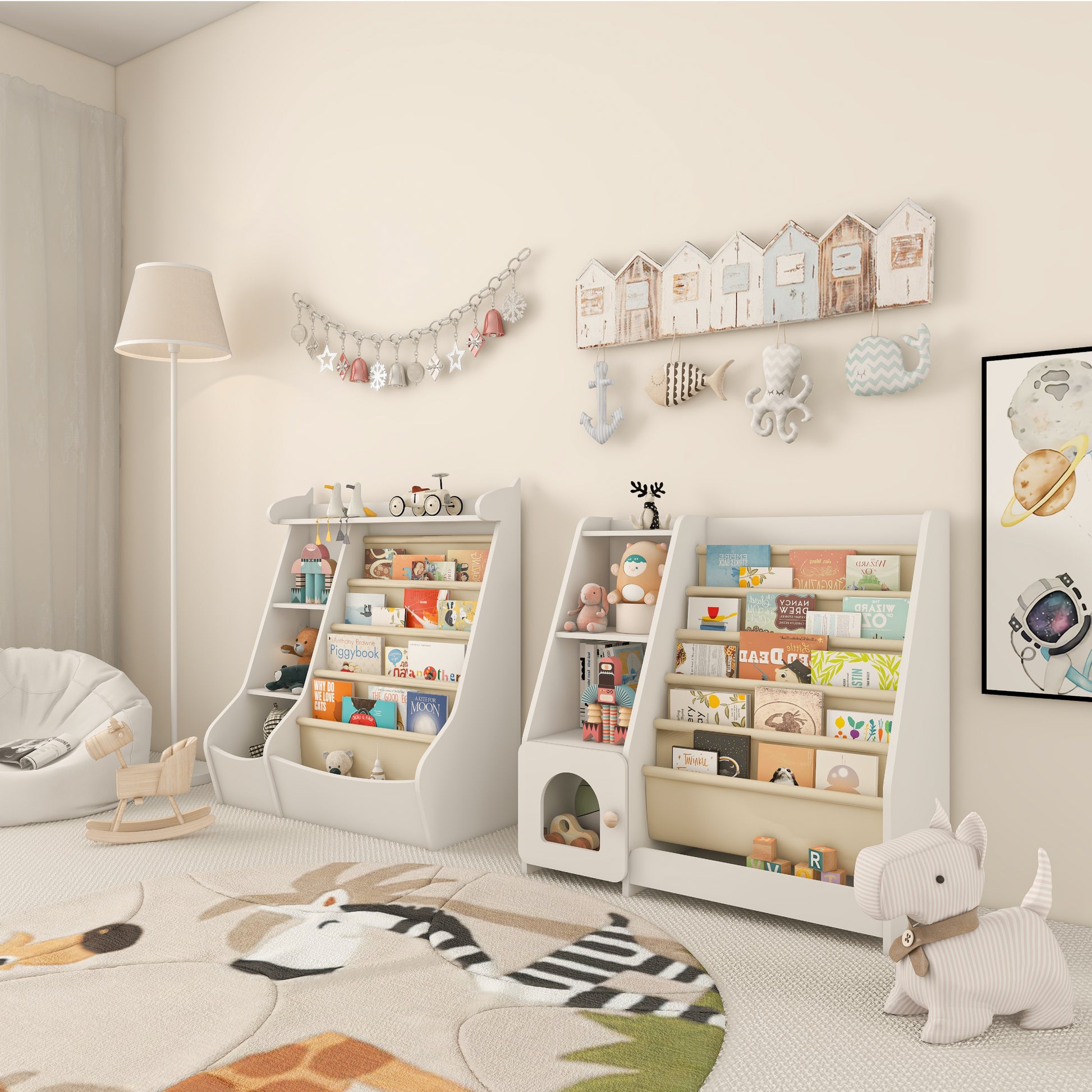 4 Tier Children's Bookshelf with Doors