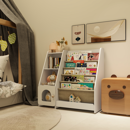 4 Tier Children's Bookshelf with Doors