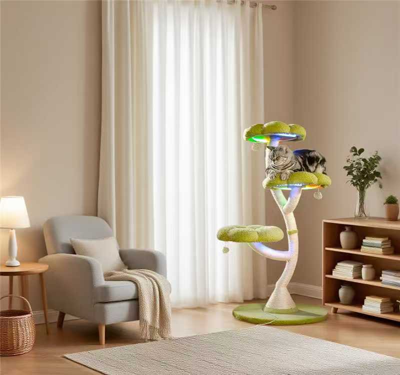 48.4"h flower-shaped cat tree with led