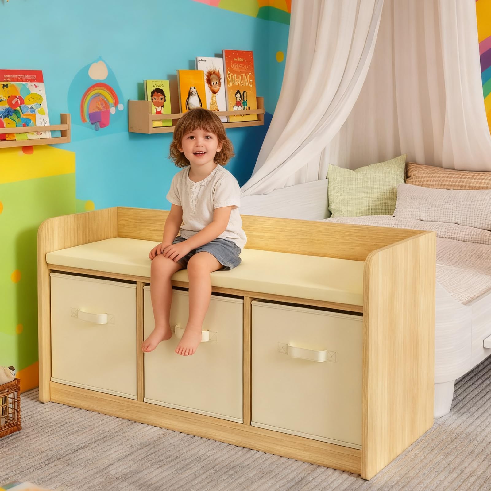 Multi-Purpose Storage Bench for Kids