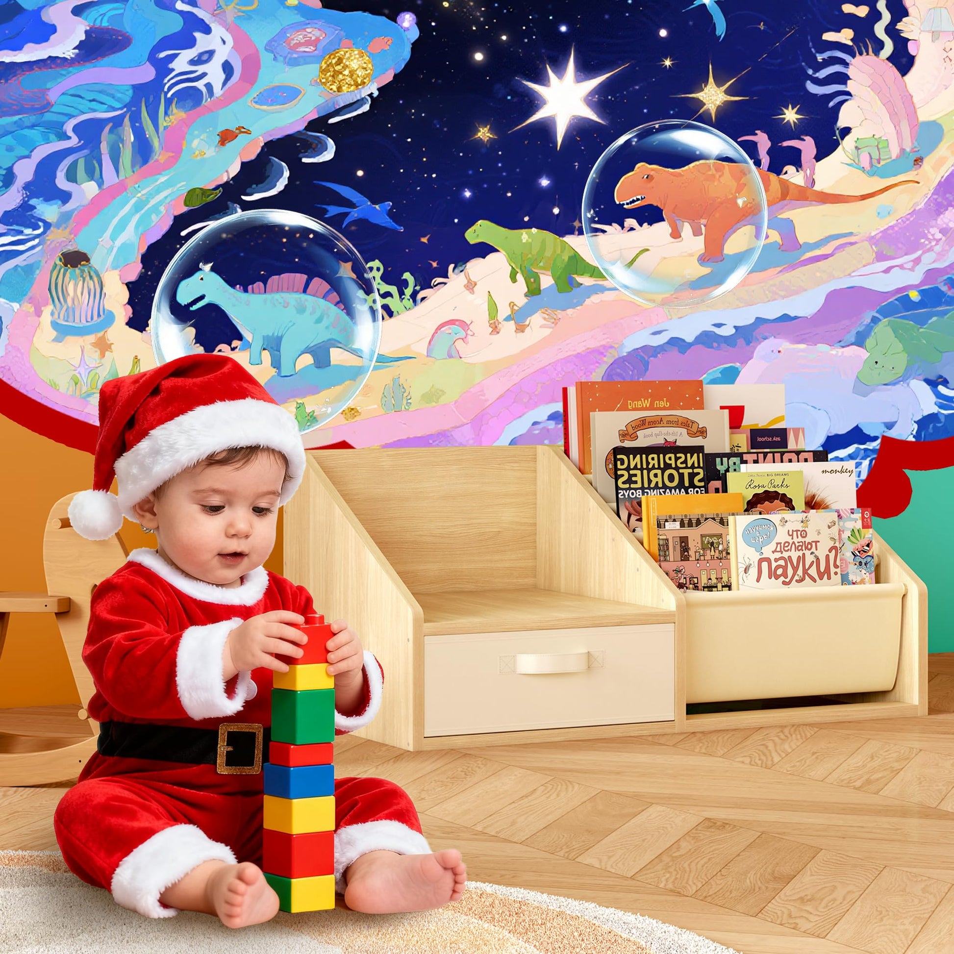 3-in-1 Mini Bookshelf with Drawer