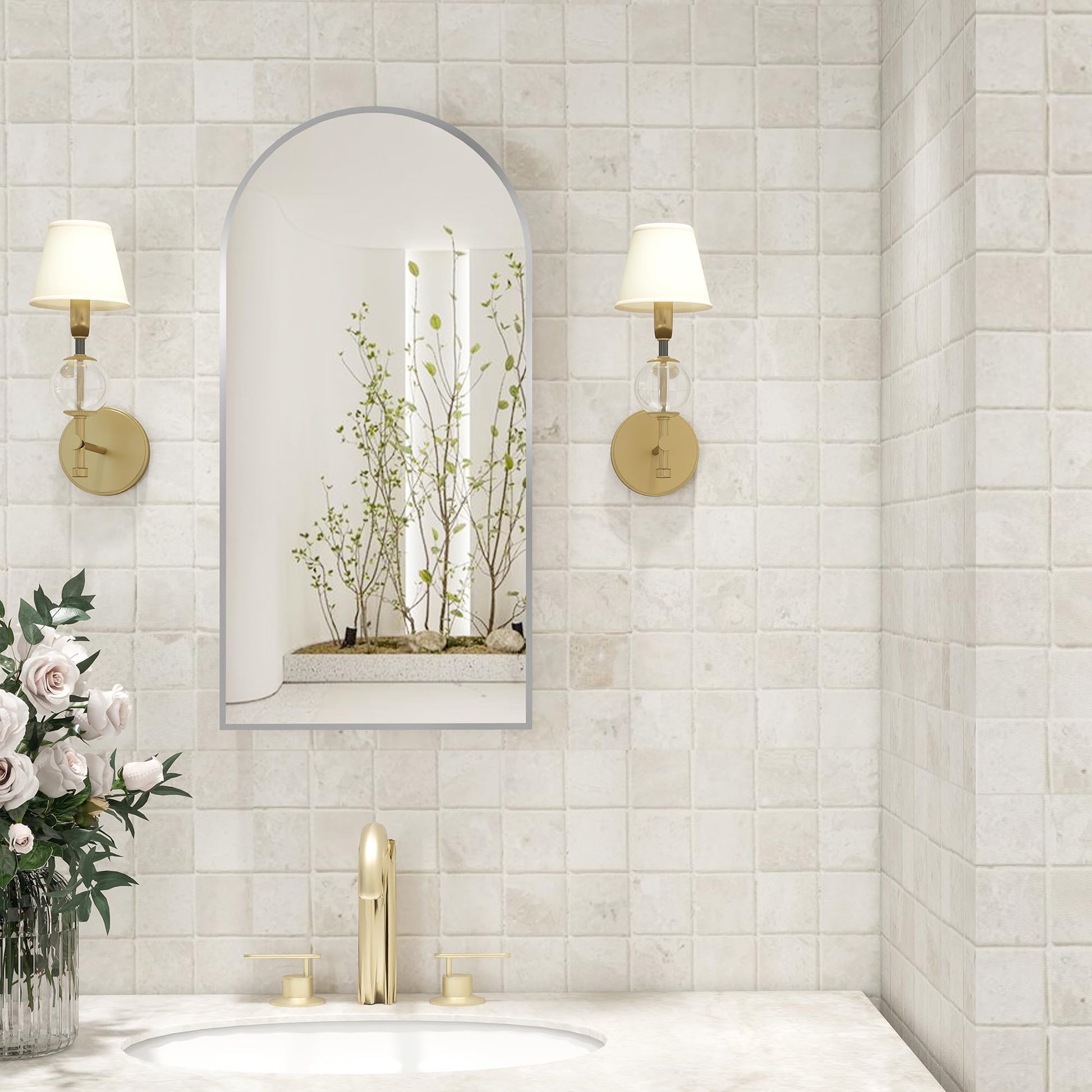 Arched Bathroom Mirror Cabinet | 32x16 inches  Capacity Storage