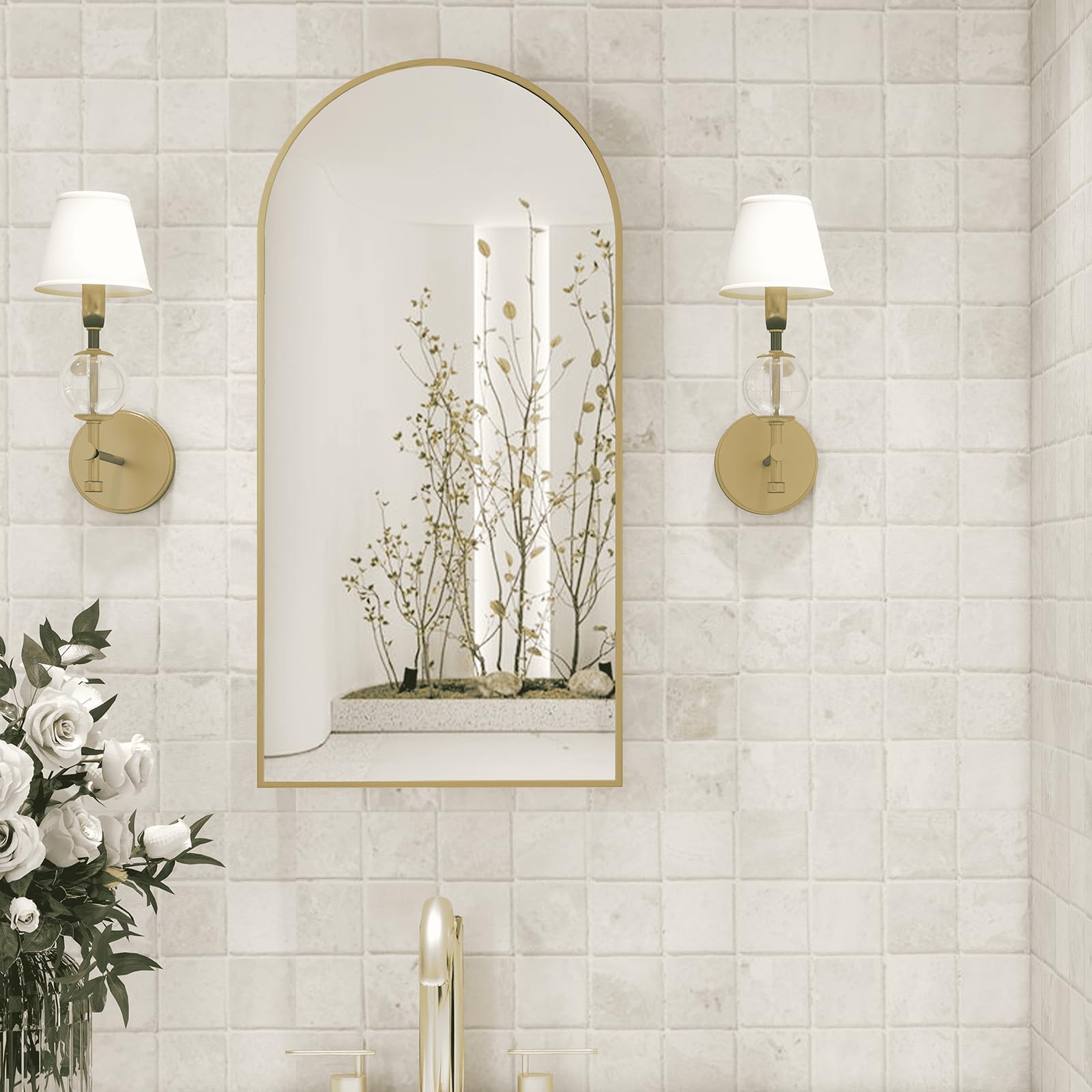 Arched Bathroom Mirror Cabinet | 32x16 inches  Capacity Storage