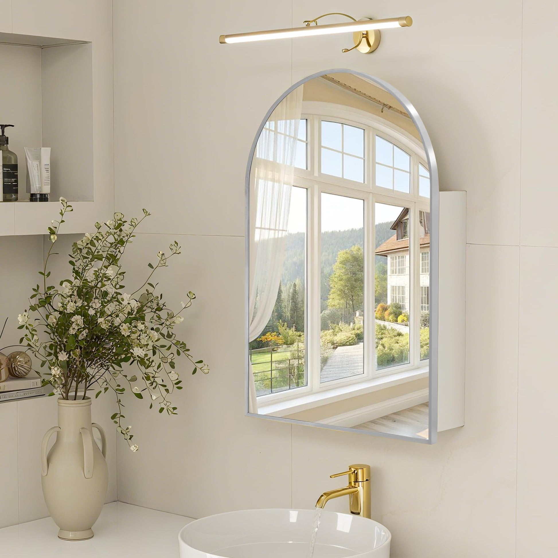 Arched Mirror Cabinet |30×20inchs  Large Capacity Storage