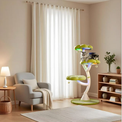 48.4"h flower-shaped cat tree with led