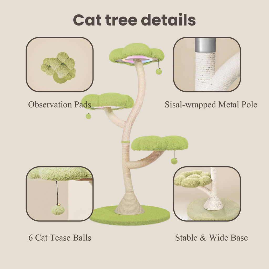 48.4"h flower-shaped cat tree with led