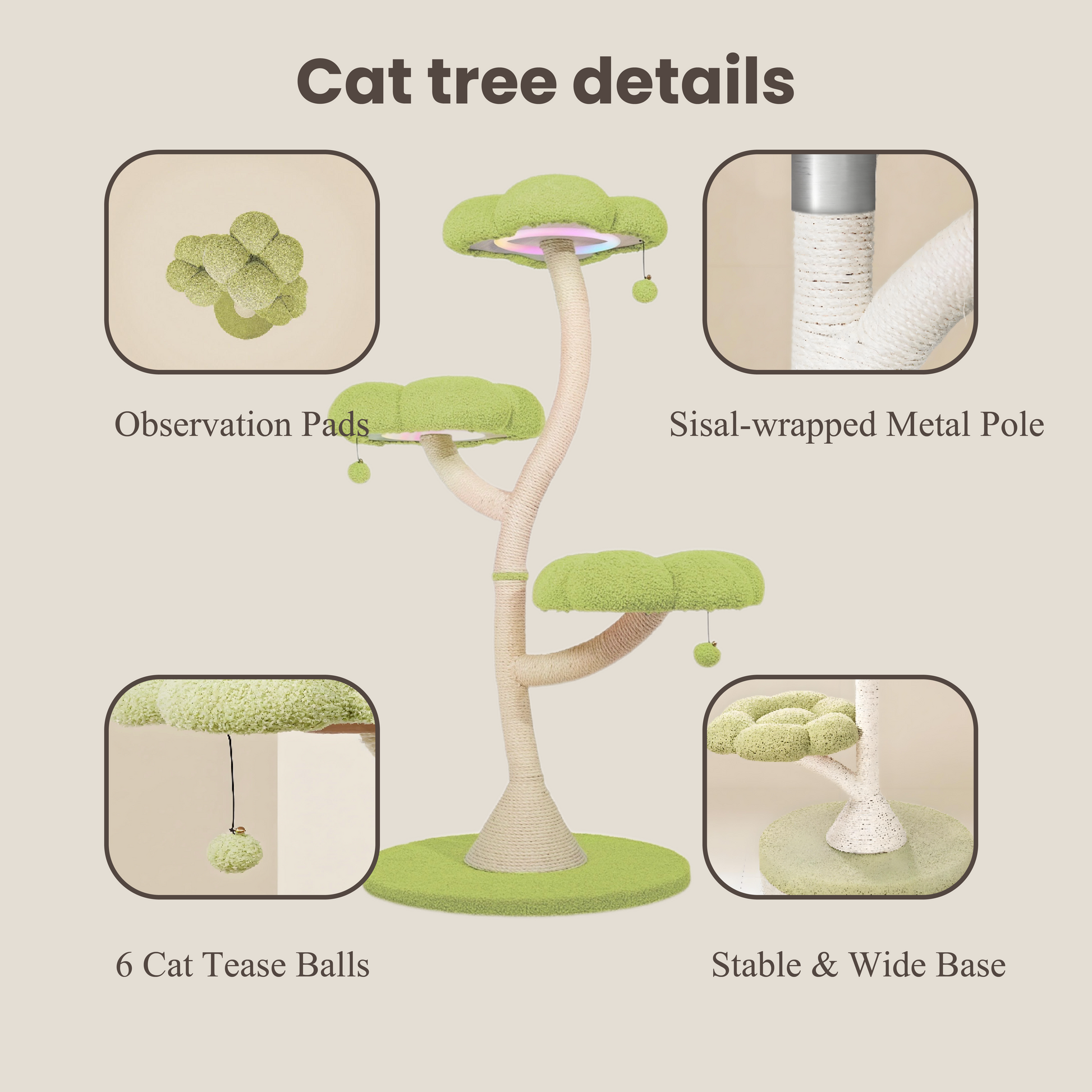 48.4"h flower-shaped cat tree with led