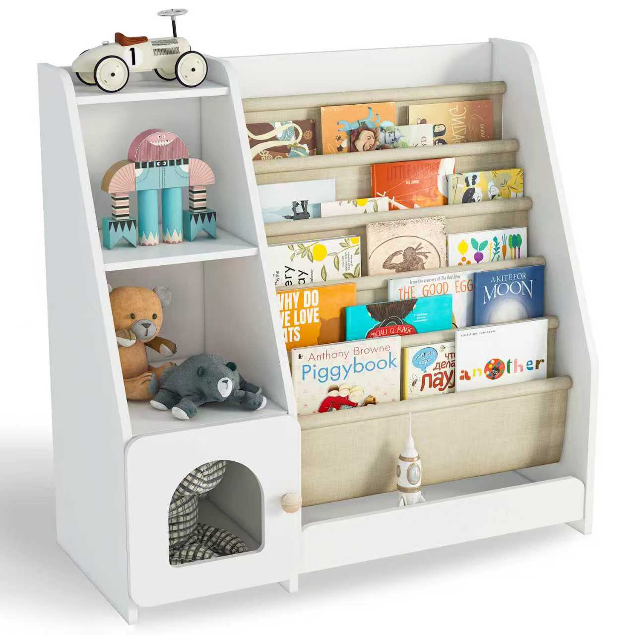 4 Tier Children's Bookshelf with Doors