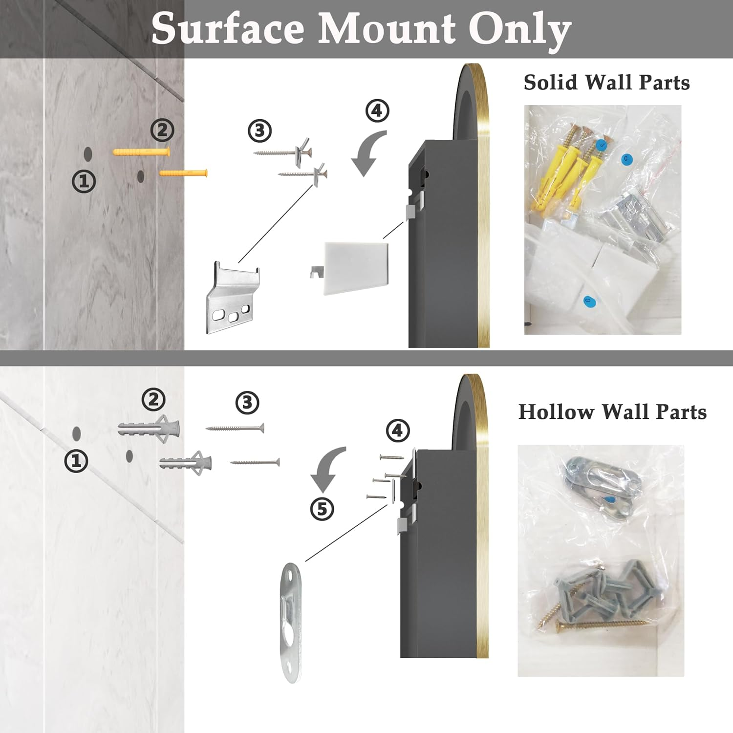 Arch Wall Mount Mirror Cabinet with Power Outlet & Storage