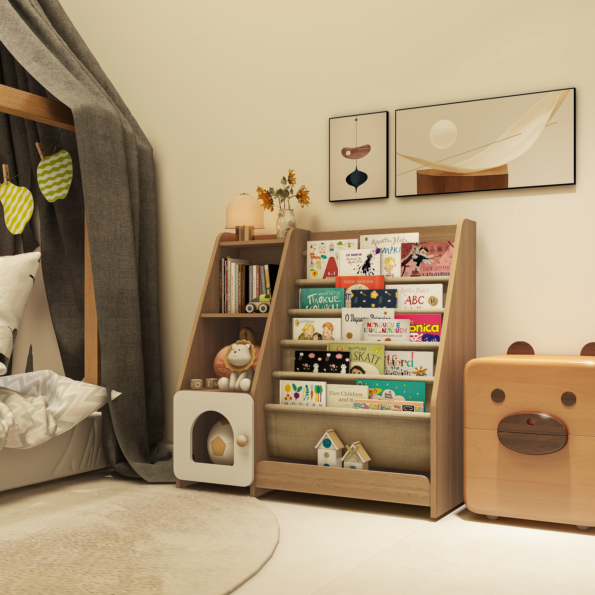 4 Tier Children's Bookshelf with Doors