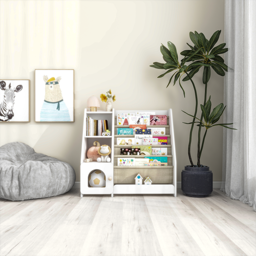 4 Tier Children's Bookshelf with Doors