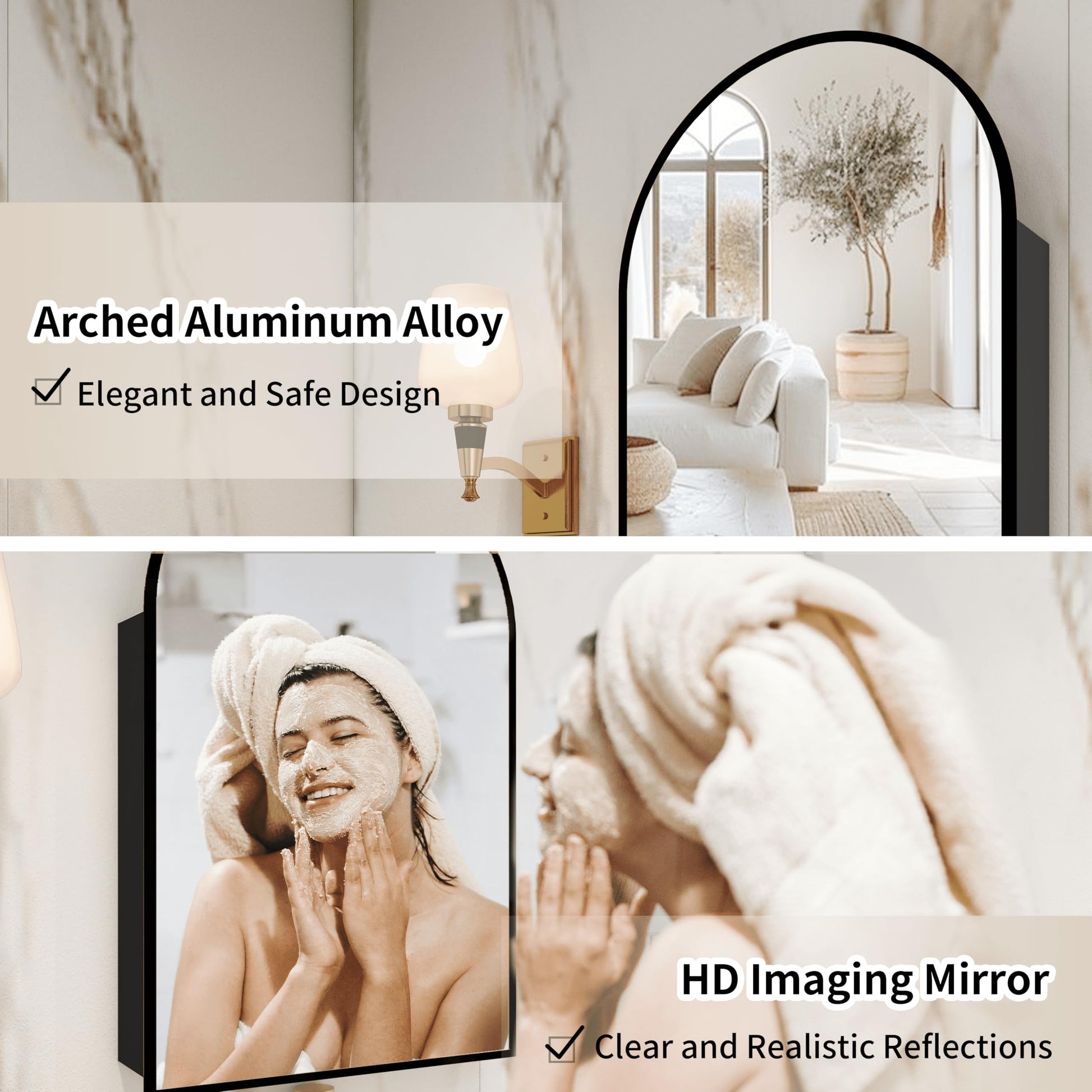 Arched  Mirror Cabinet |32×20 inchs  Capacity Storage