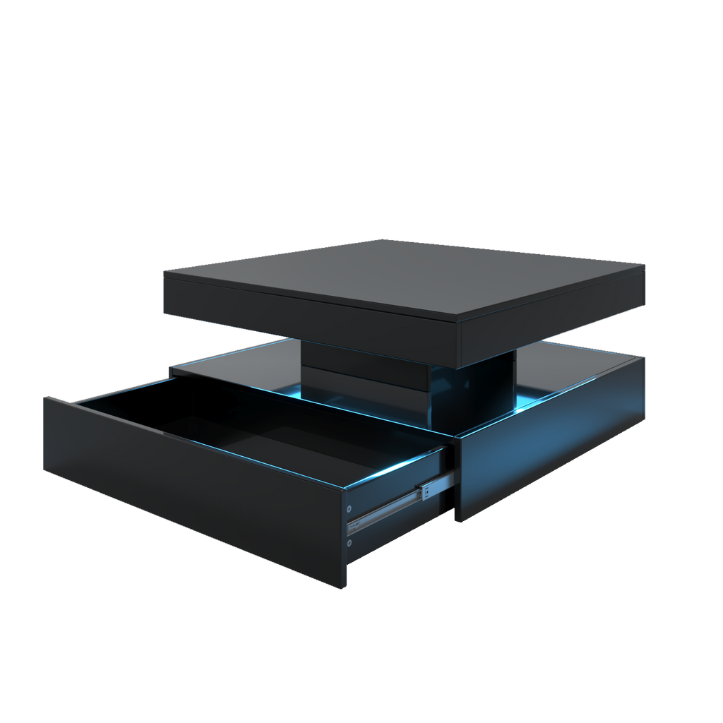 Square LED Coffee Table - With 1 Drawers