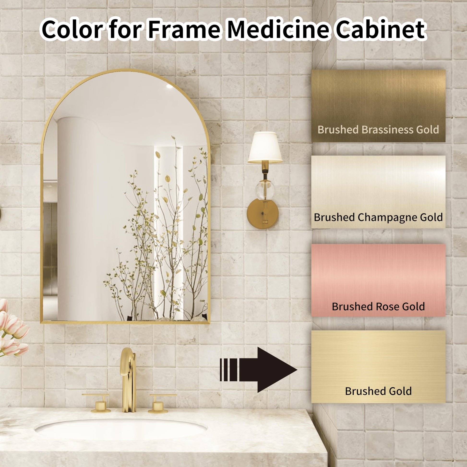 Arched Mirror Cabinet |36×24inchs   Capacity Storage