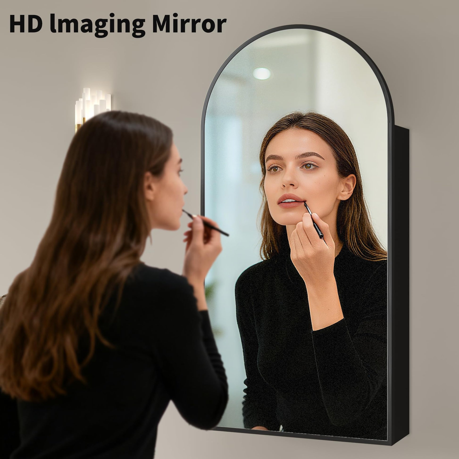 Arched Bathroom Mirror Cabinet | 32x16 inches  Capacity Storage