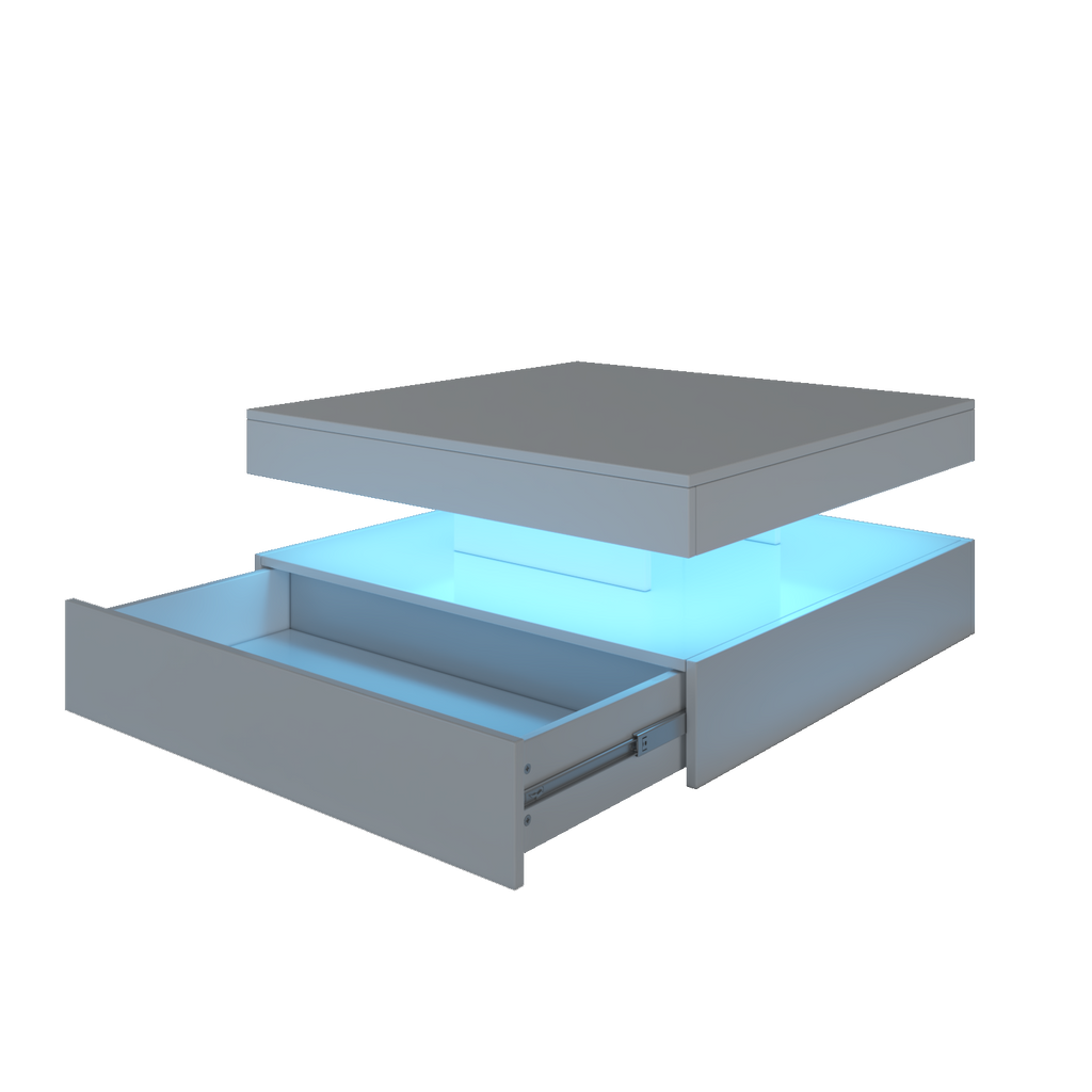 Square LED Coffee Table - With 1 Drawers