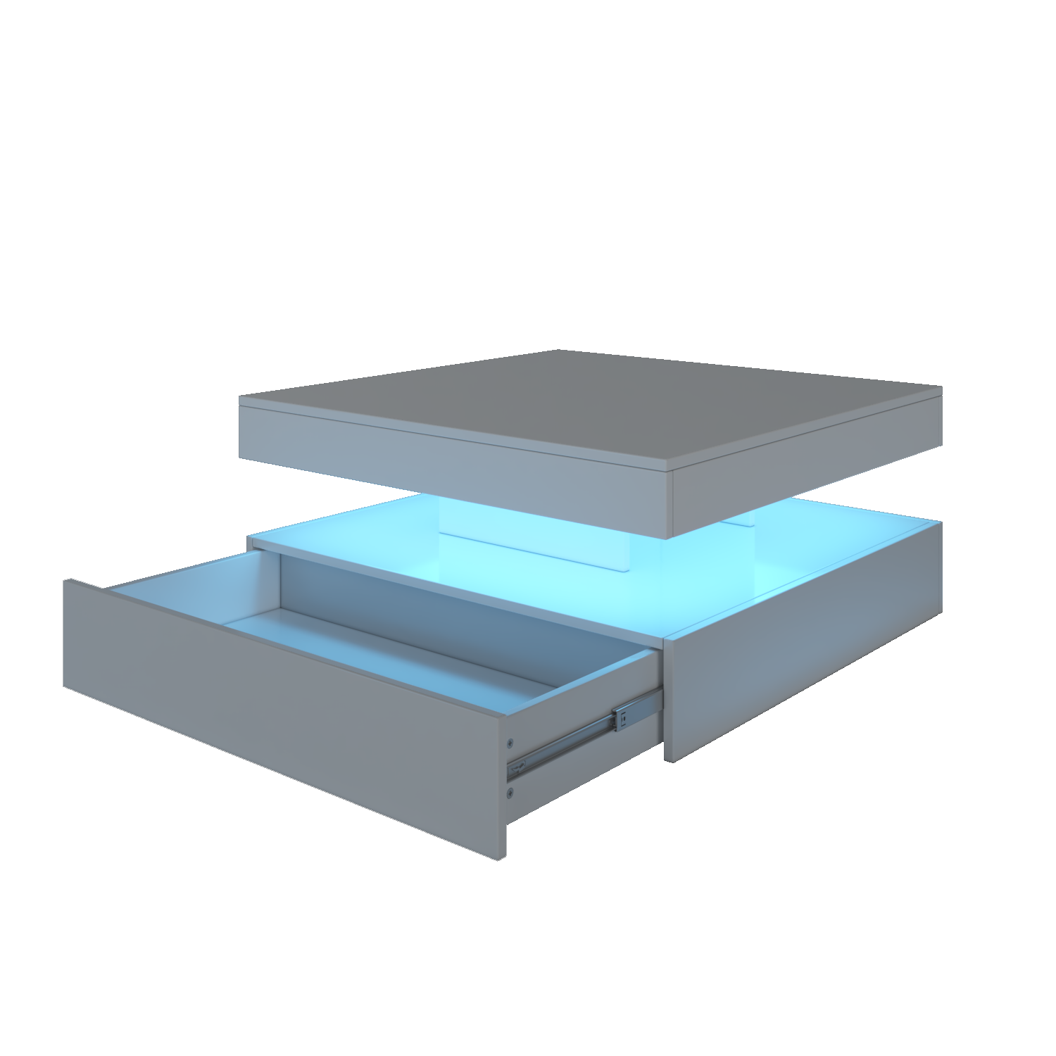 Square LED Coffee Table - With 1 Drawers