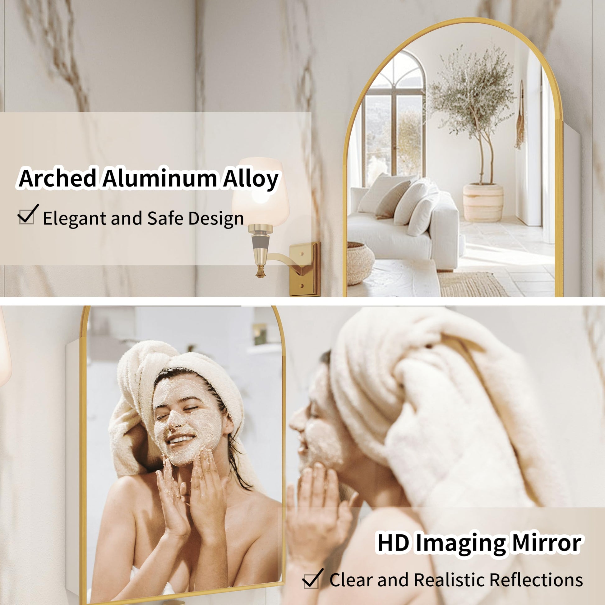 Arched Bathroom Mirror Cabinet | 32x16 inches  Capacity Storage