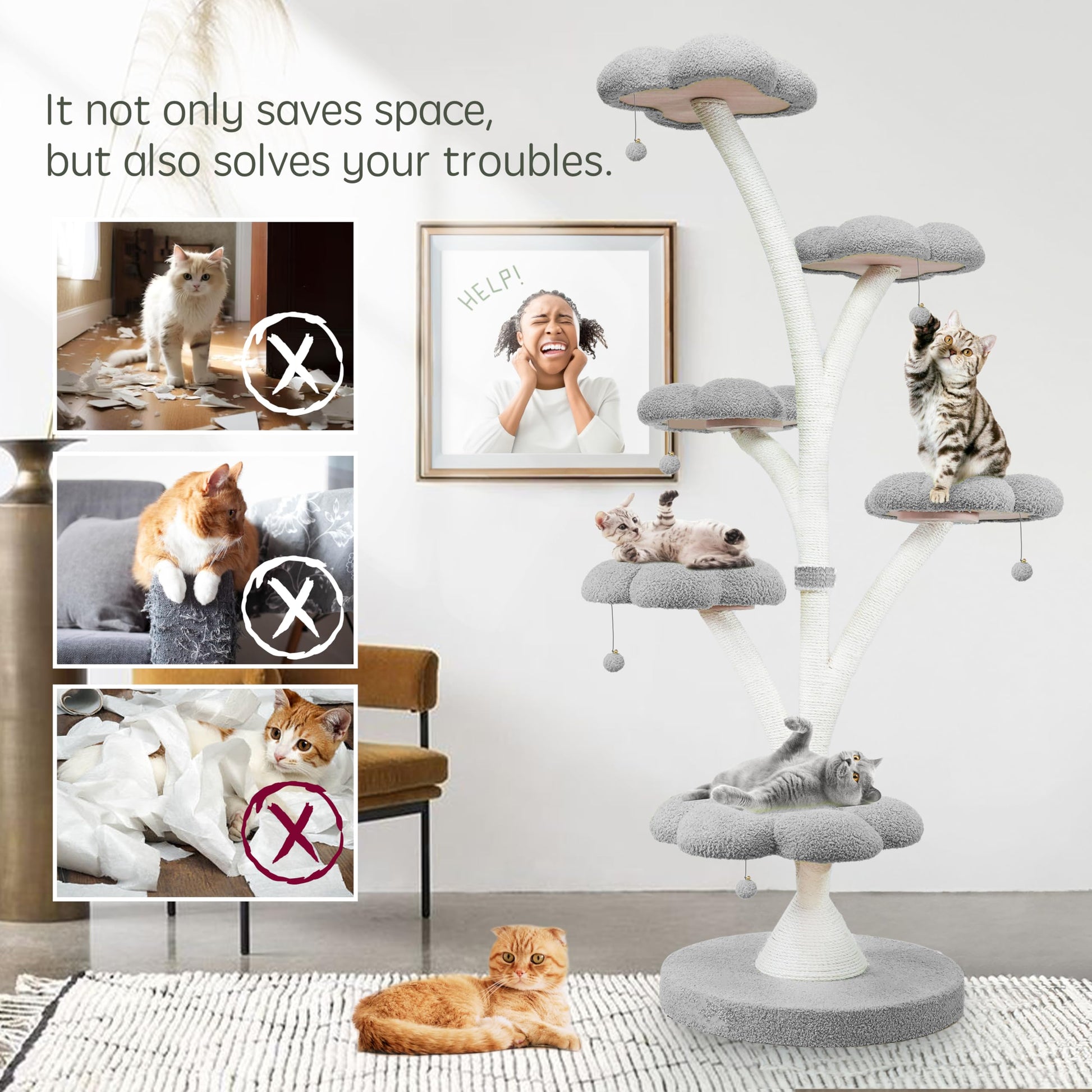 6-Tier Luxury Flower-Shaped Cat Tree