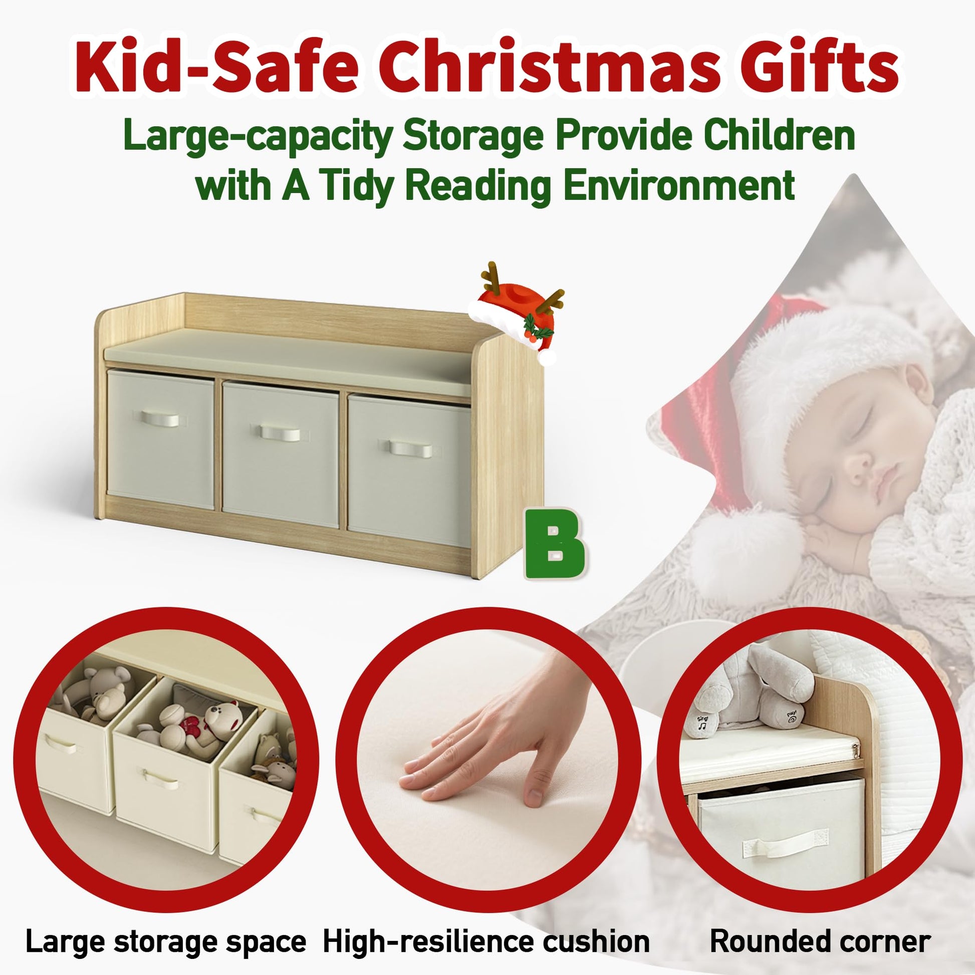 Multi-Purpose Storage Bench for Kids