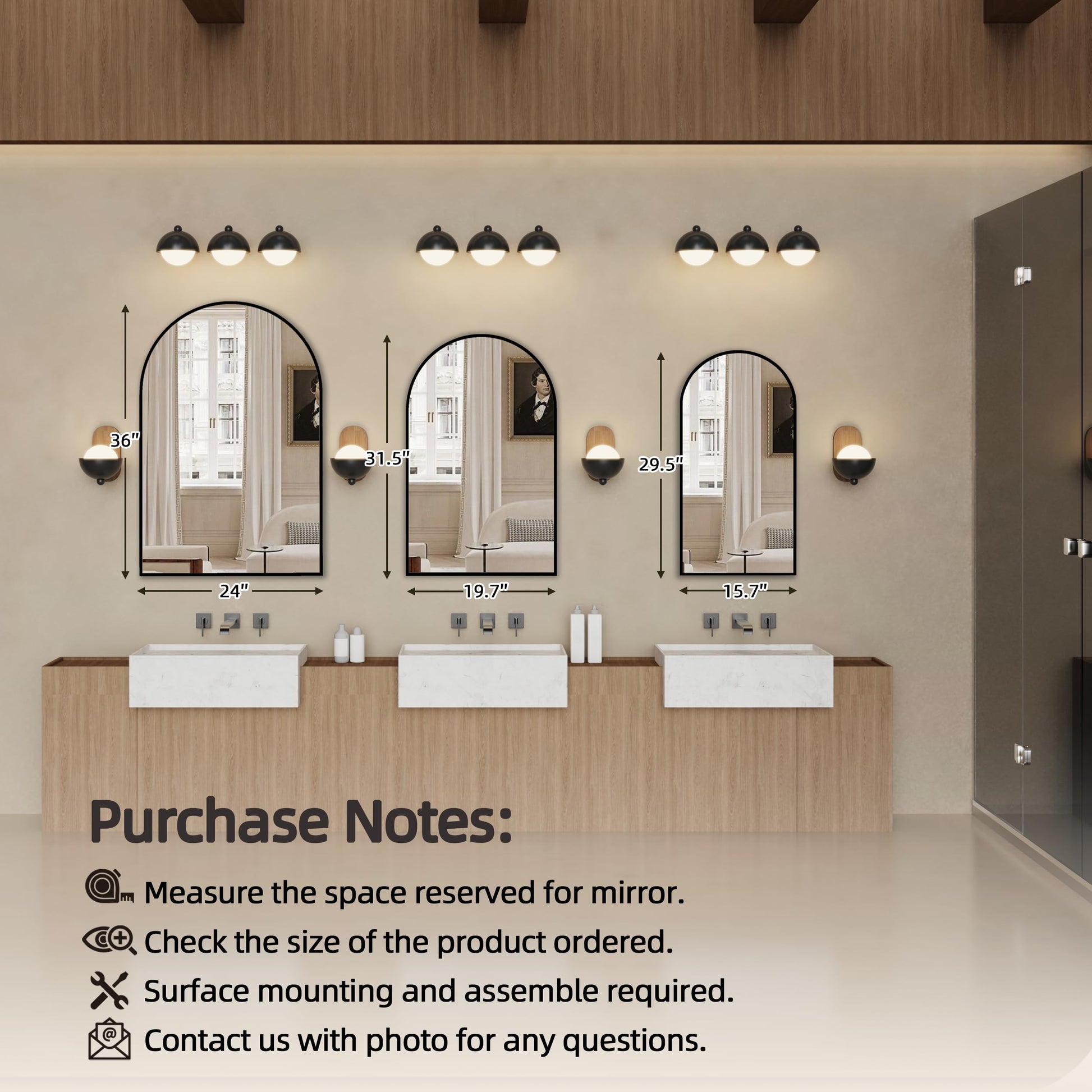 Arched  Mirror Cabinet |32×20 inchs  Capacity Storage