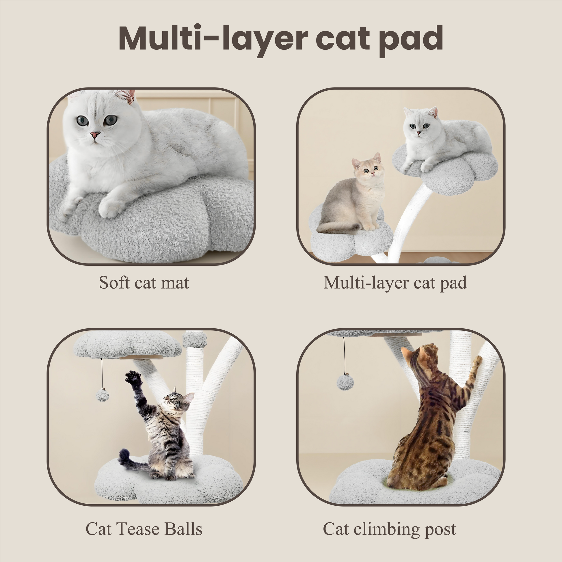 71"h   6-tier flower-shaped cat tree