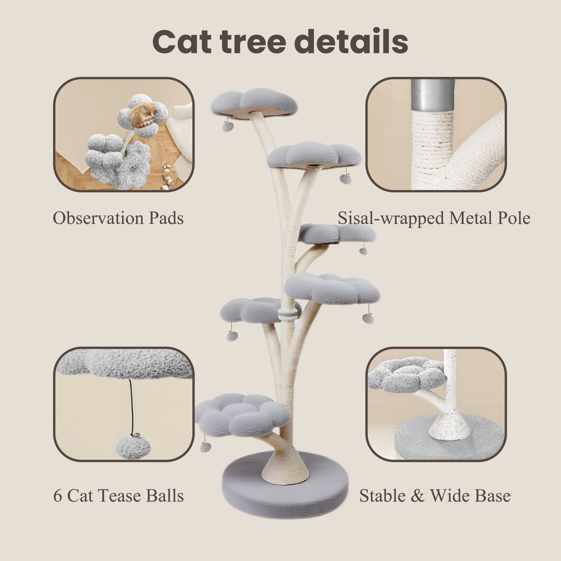 71"h   6-tier flower-shaped cat tree
