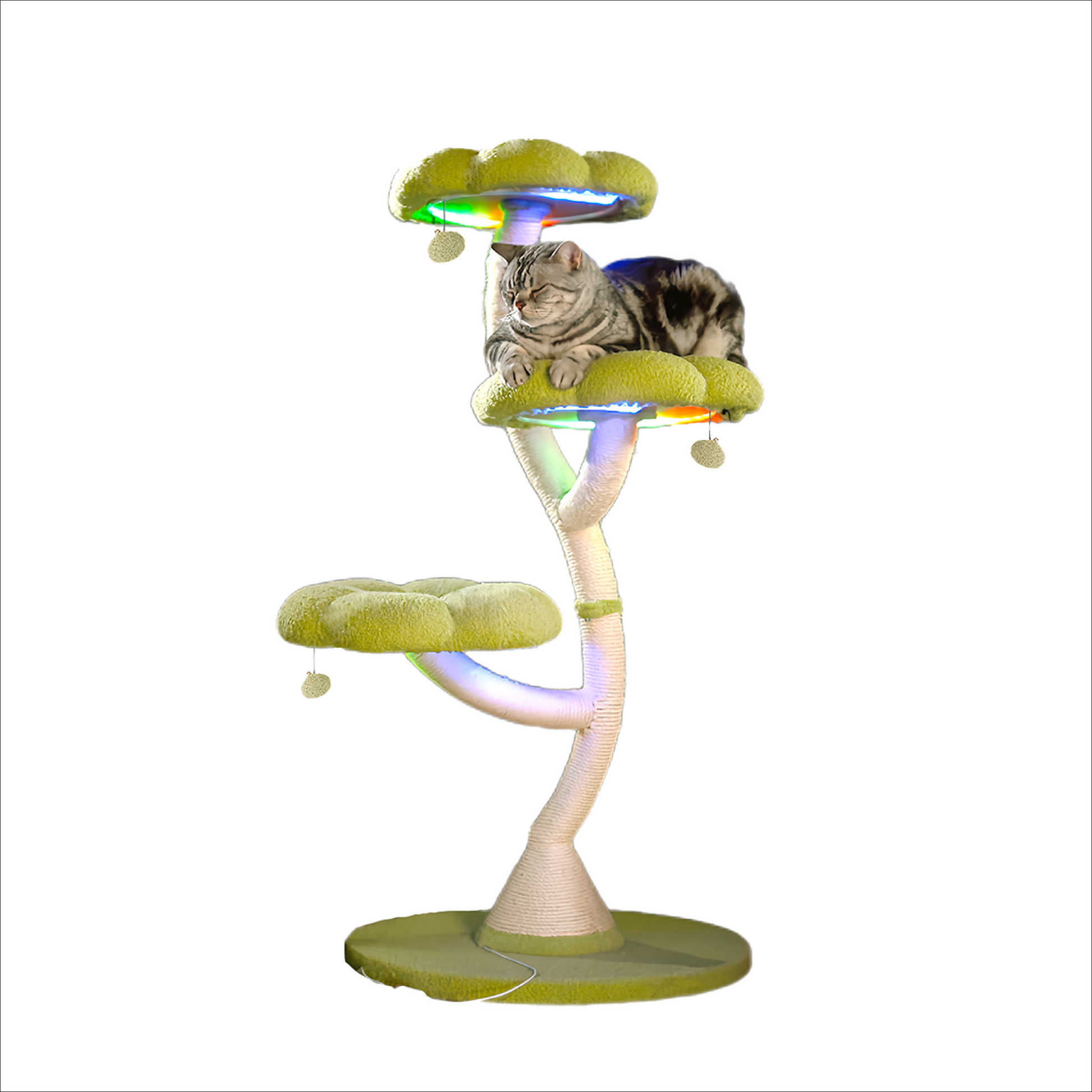 48.4"h flower-shaped cat tree with led