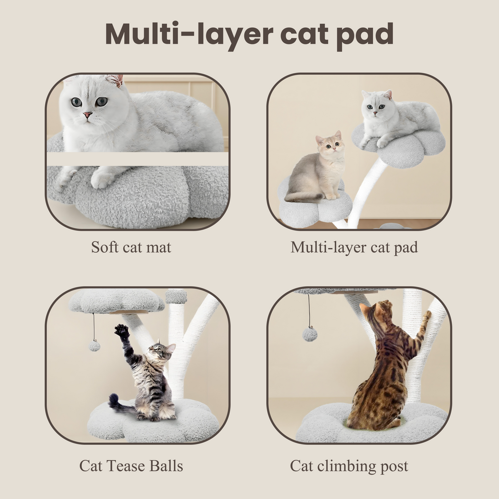48.4''h 3-tier  flower-shaped  cat  tree