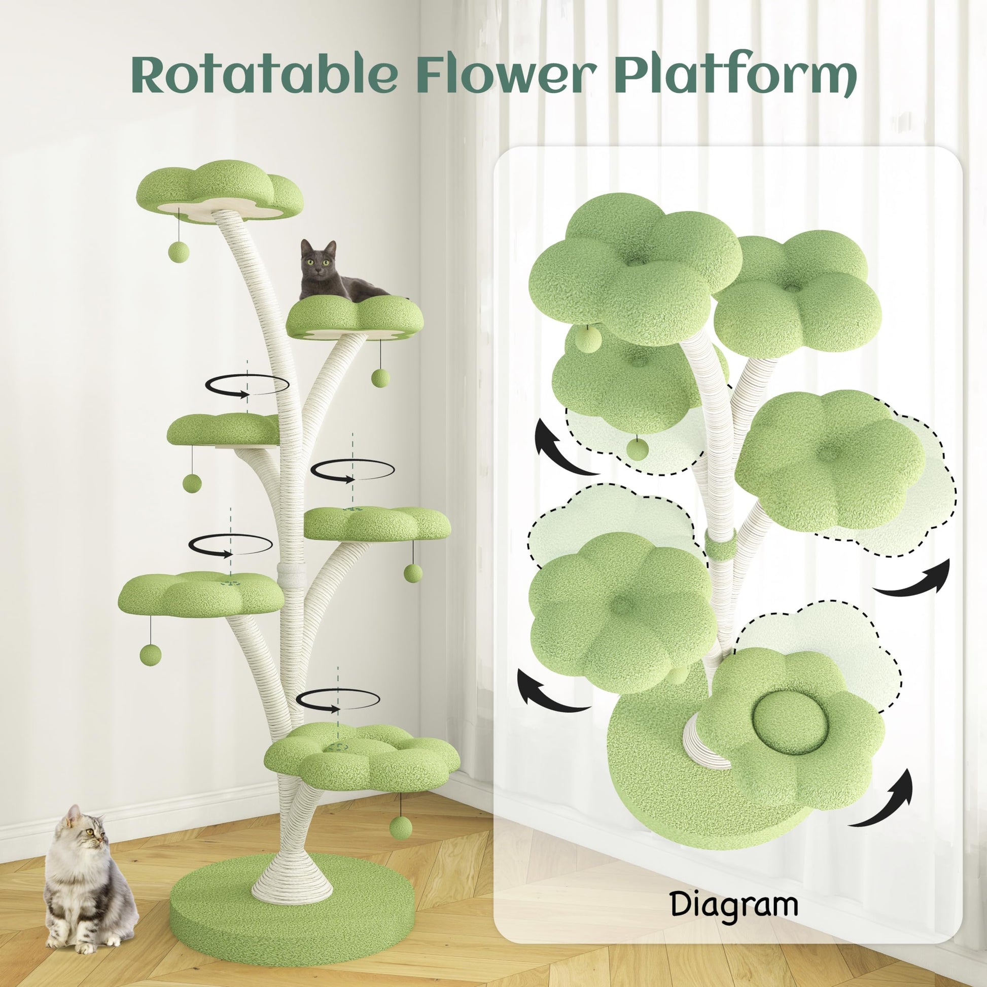 6-Tier Luxury Flower-Shaped Cat Tree