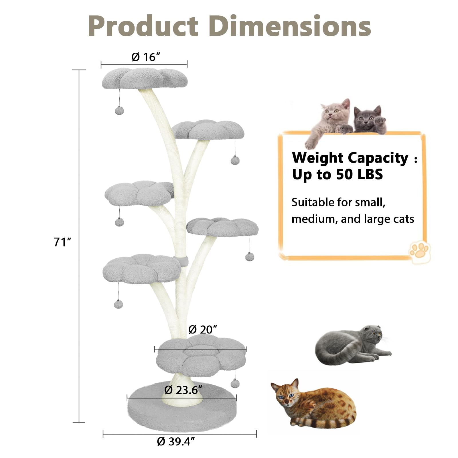 6-Tier Luxury Flower-Shaped Cat Tree