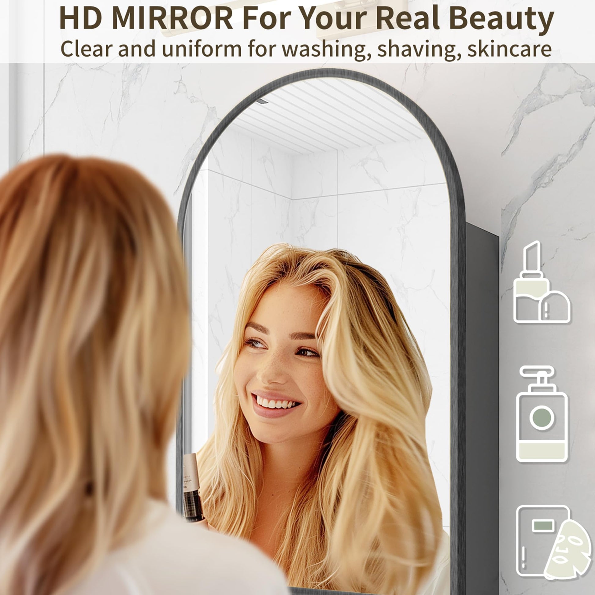 Arched Bathroom Mirror Cabinet |30×16inchs  Capacity Storage