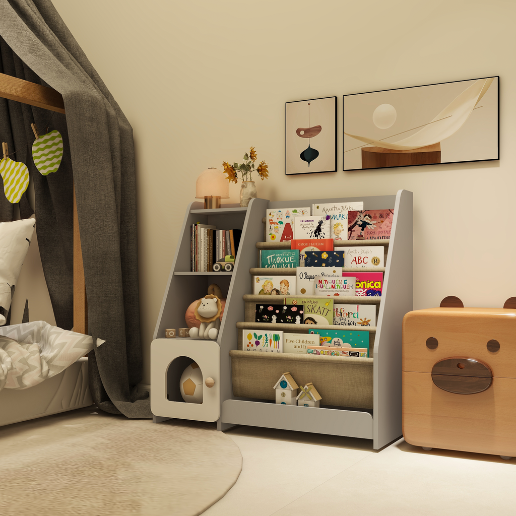 4 Tier Children's Bookshelf with Doors
