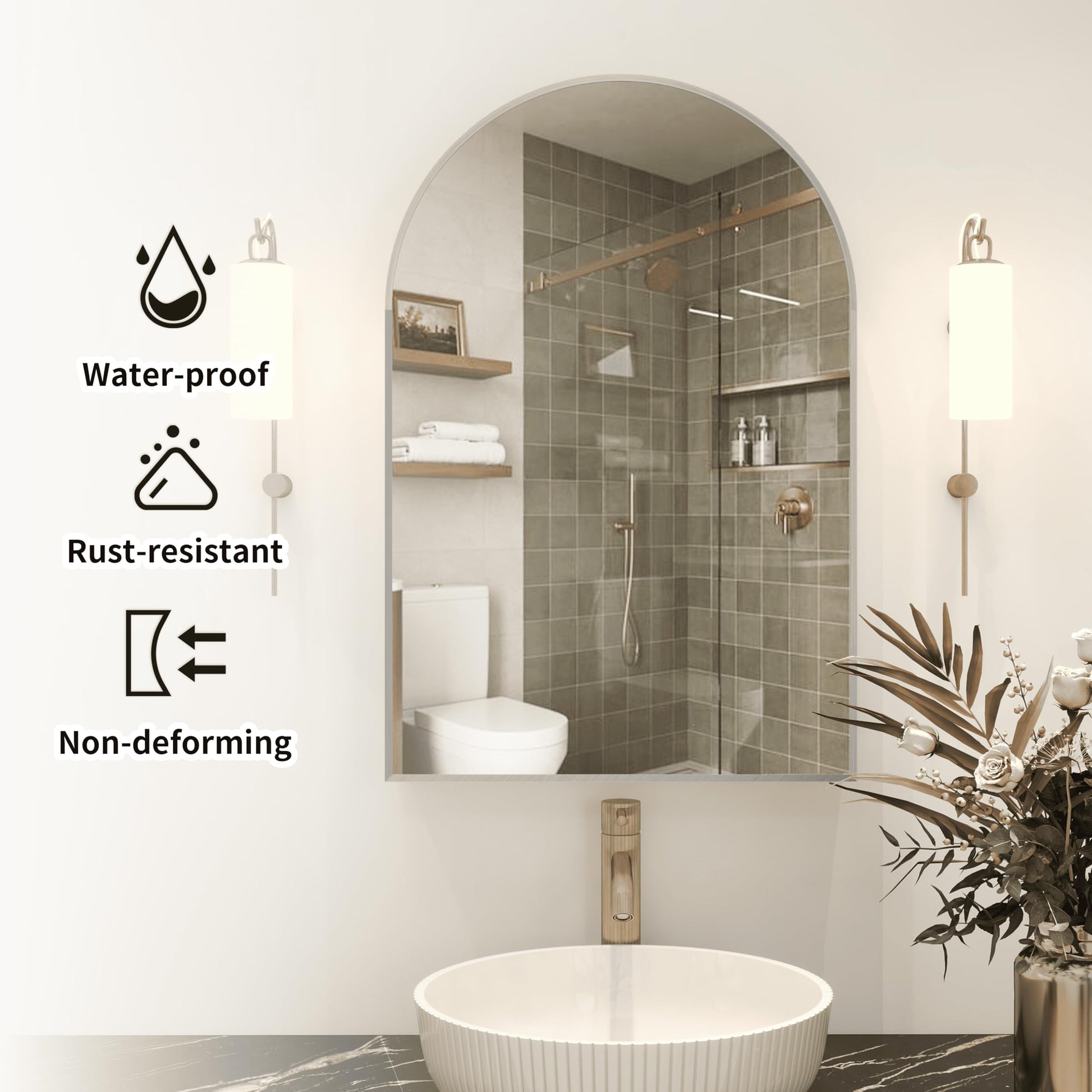 Arched Mirror Cabinet |36×24inchs   Capacity Storage