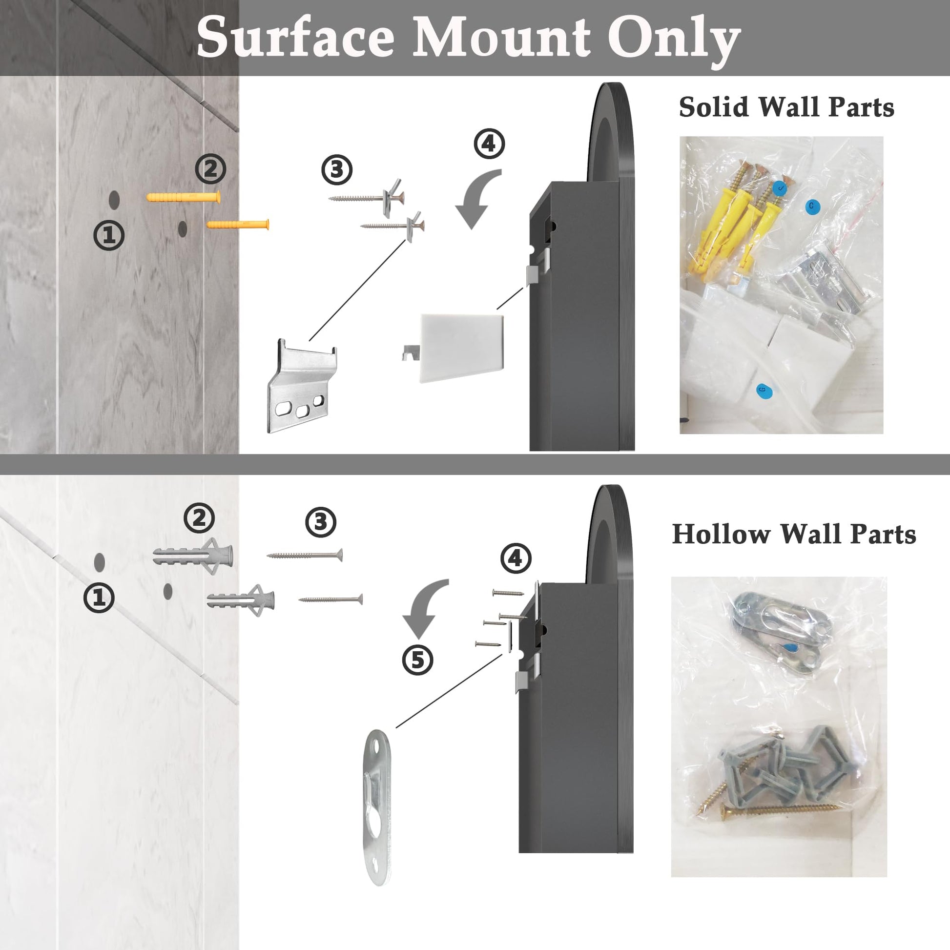 Arch Wall Mount Mirror Cabinet with Power Outlet & Storage