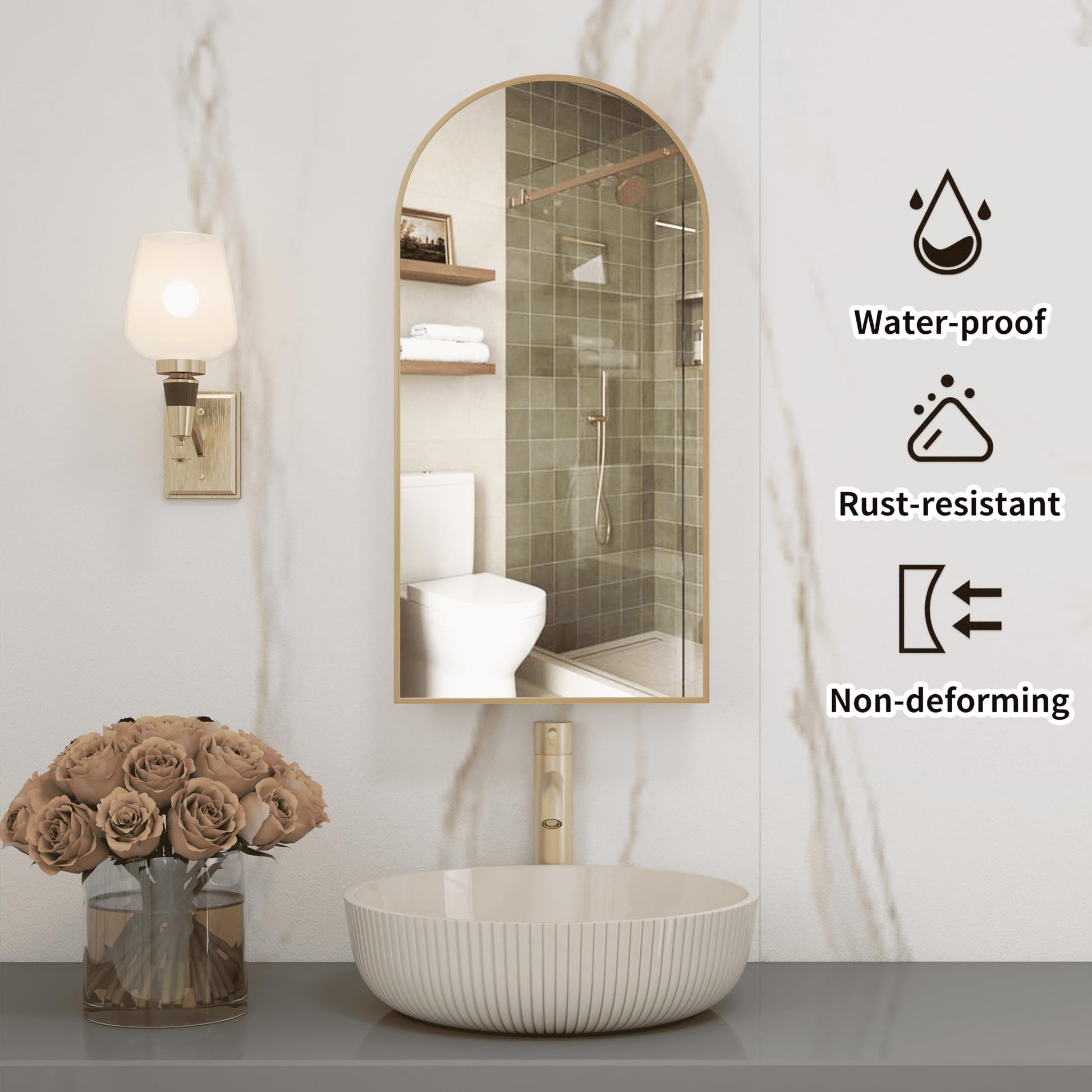 Arched Bathroom Mirror Cabinet | 32x16 inches  Capacity Storage