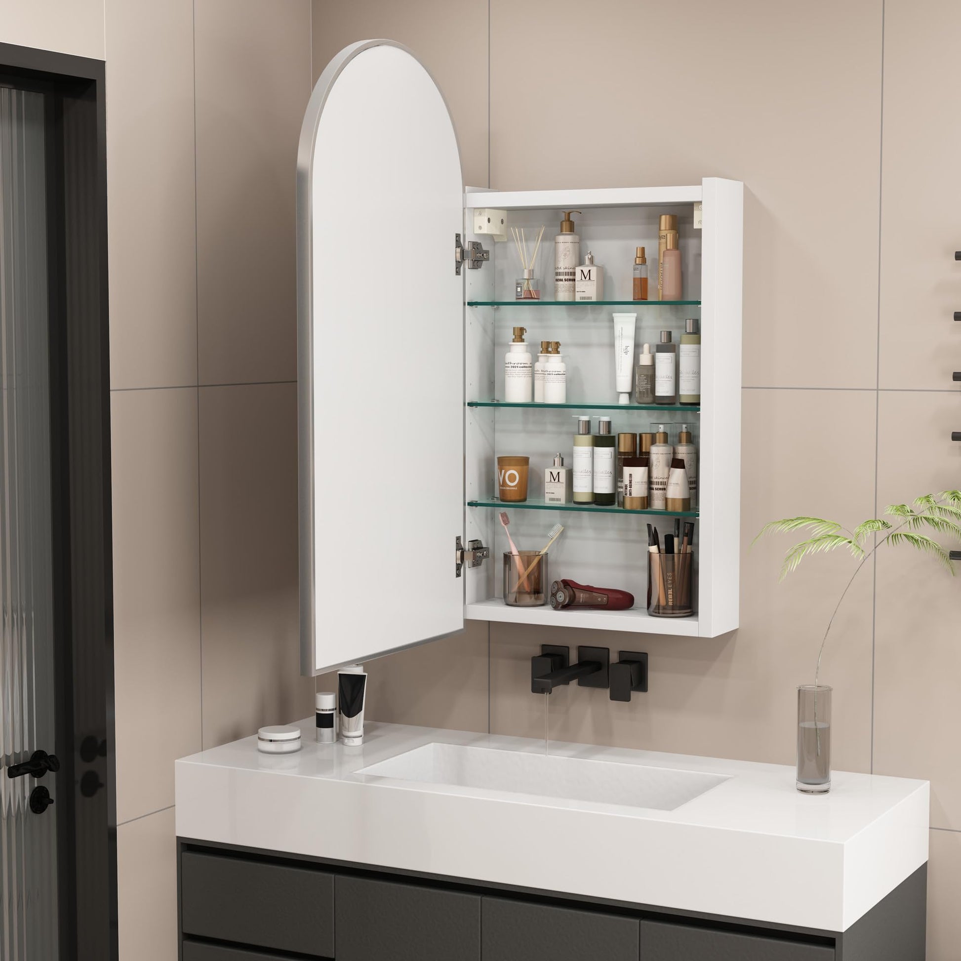 Arched Bathroom Mirror Cabinet | 32x16 inches  Capacity Storage