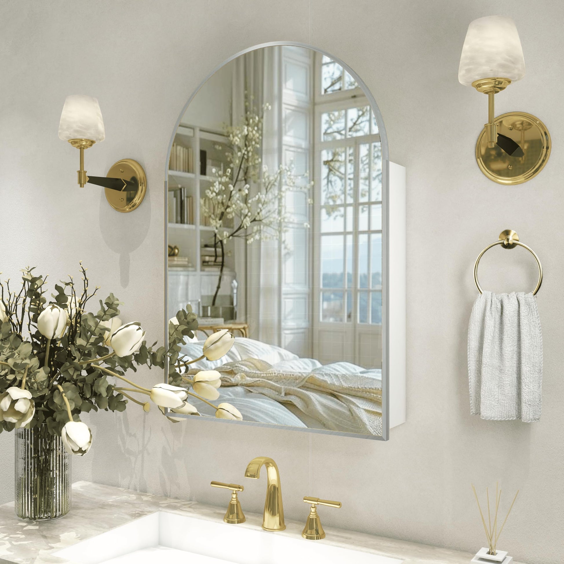 Arched Mirror Cabinet |36×24inchs   Capacity Storage