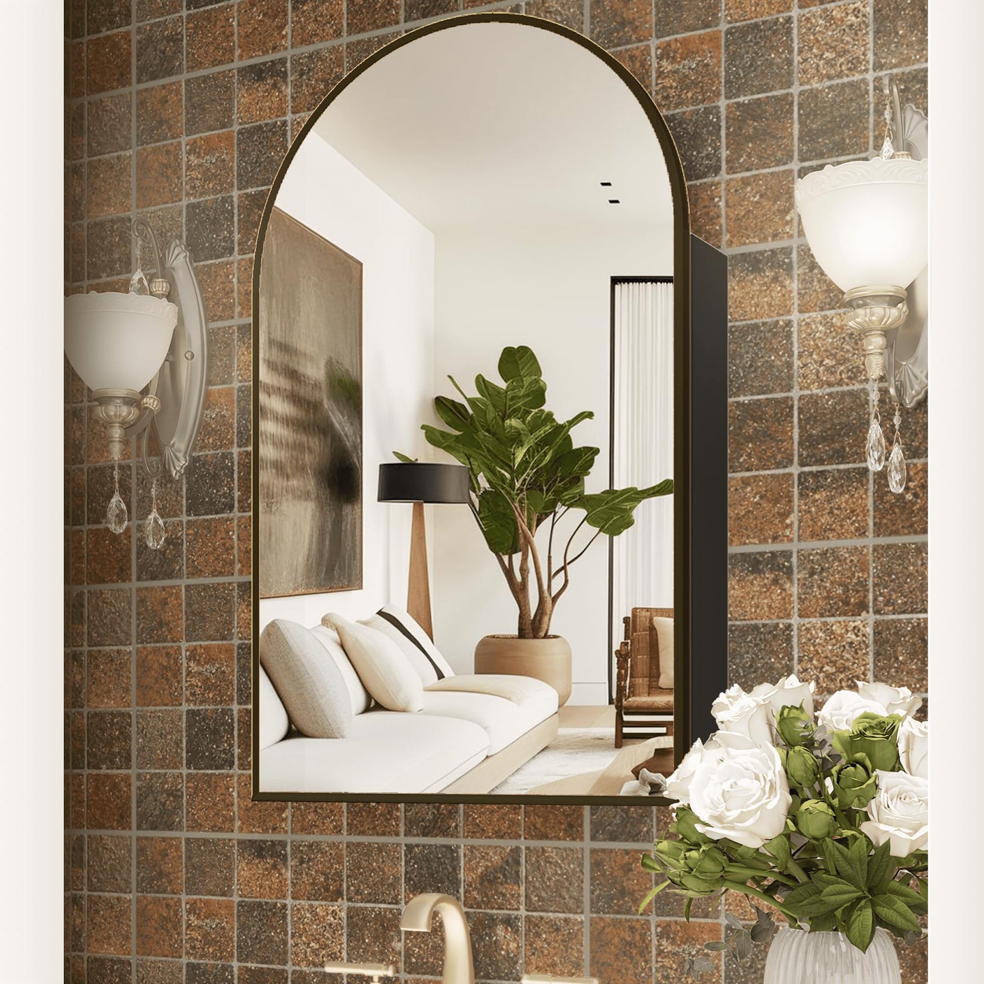 Arched  Mirror Cabinet |32×20 inchs  Capacity Storage