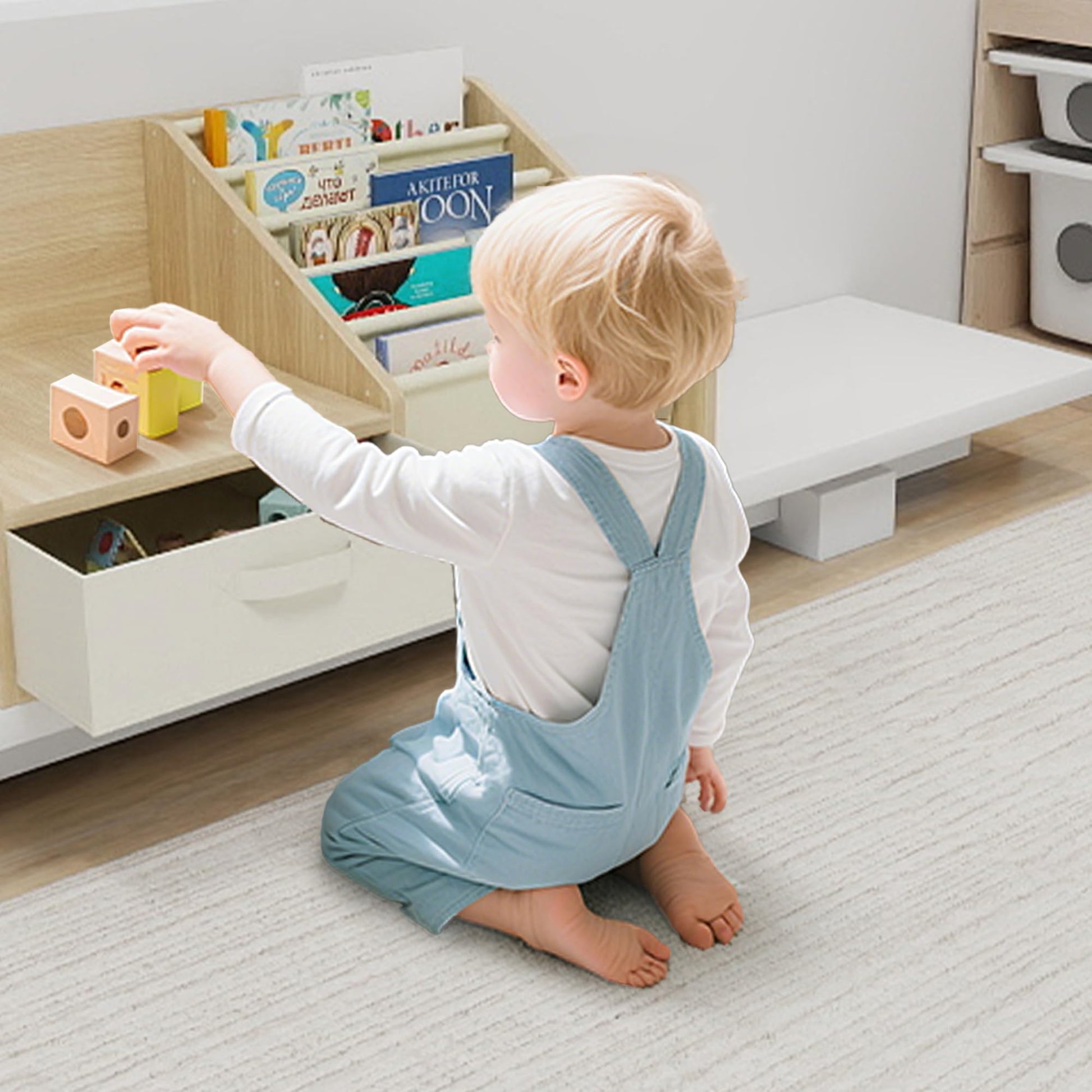 3-in-1 Mini Bookshelf with Drawer